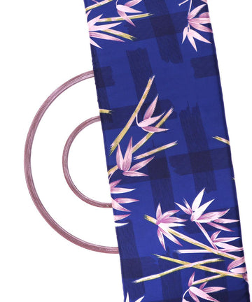 blue leaf pattern crepe fabric